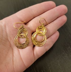 ISRAEL 925 Sterling Silver Gold Vermeil Organic Hoops Rings Swirls Earrings